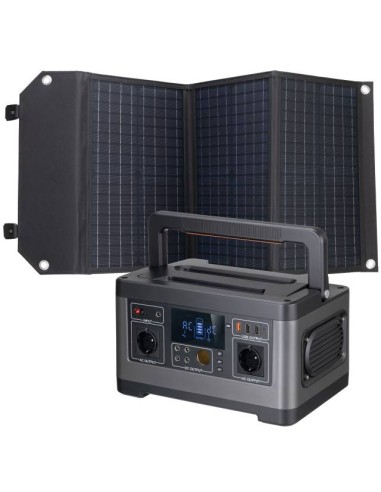 BRESSER Set accumulatore portatile 500 W + caricabatterie solare portatile 60 W