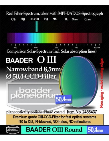 BP2458437 -- Baader Filtro OIII a banda stretta da 8.5nm FWHM diametro 50.4mm per CCD